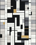 Modern Monochromatic Geometric Gold Block Accent Rug - Cutout View