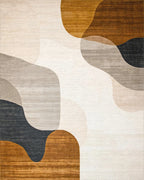 Modern Neutral Fluid Waves Rug - Cutout View