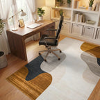 Modern Neutral Fluid Waves Rug - Office View