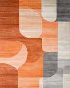 Modern Orange Gray Abstract Shapes Rug - Cutout View