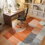 Modern Orange Gray Abstract Shapes Rug - Office View