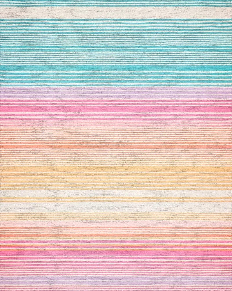 Modern Rainbow Stripe Design Rug - Cutout View