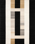 Modern Rectangular Black Sand Geometric Rug - Cutout View
