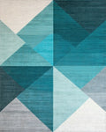 Modern Teal Geometric Layered Triangle Rug - Cutout View