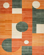 Modern Terracotta Geometric Circles Rug - Cutout View