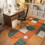 Modern Terracotta Geometric Circles Rug - Office View