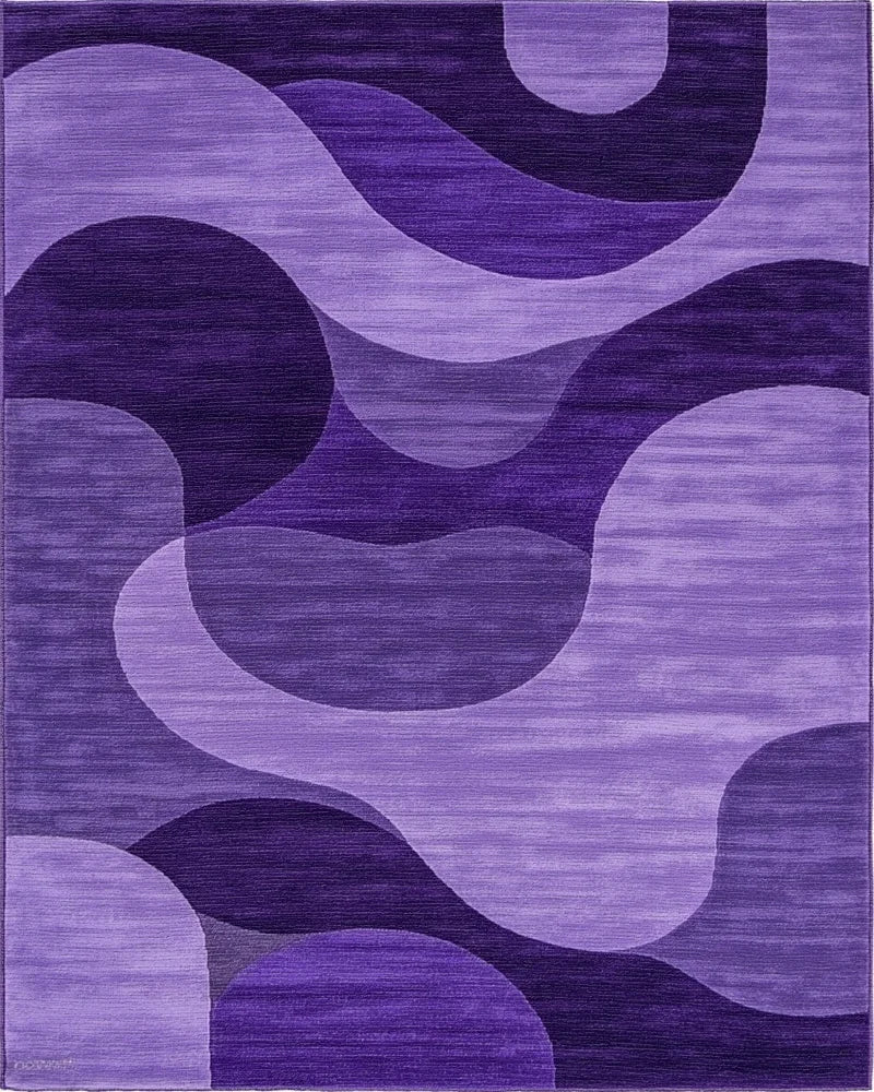 Modern Violet Abstract Wave Rug - Cutout View