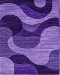 Modern Violet Abstract Wave Rug - Cutout View