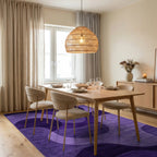 Modern Violet Abstract Wave Rug - Dining Room View