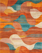 Modern Warm Tones Abstract Wave Rug - Cutout View