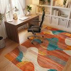 Modern Warm Tones Abstract Wave Rug - Office View
