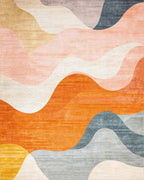 Modern Wavy Sunset Tones Rug - Cutout View