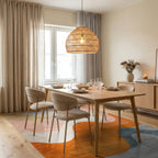 Modern Wavy Sunset Tones Rug - Dining Room View