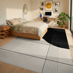 Monochromatic Abstract Flowing Shapes Rug - Bedroom View