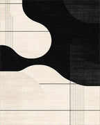 Monochromatic Abstract Flowing Shapes Rug - Cutout View