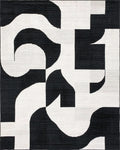 Monochromatic Abstract Mid Century Modern Rug - Cutout View