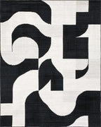 Monochromatic Abstract Mid Century Modern Rug - Cutout View