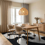 Monochromatic Abstract Mid Century Modern Rug - Dining Room View