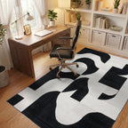 Monochromatic Abstract Mid Century Modern Rug - Office View