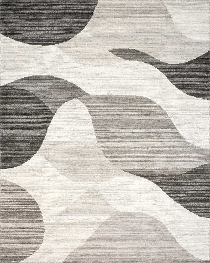 Monochromatic Abstract Wave Landscape Rug - Cutout View