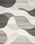 Monochromatic Abstract Wave Landscape Rug - Cutout View