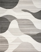 Monochromatic Abstract Wave Landscape Rug - Cutout View