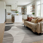 Monochromatic Abstract Wave Landscape Rug - Living Room View