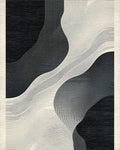 Monochromatic Abstract Wave Organic Forms Rug - Cutout View