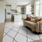 Monochromatic Diamond Netting Rug - Living Room View
