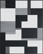 Monochromatic Geometric Block Arrangement Rug - Cutout View