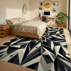 Monochromatic Geometric Starburst Rug Bedroom View