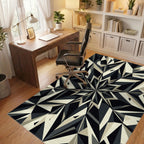 Monochromatic Geometric Starburst Rug Office View
