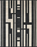 Monochromatic Geometric Stripe Arrangement Rug - Cutout View