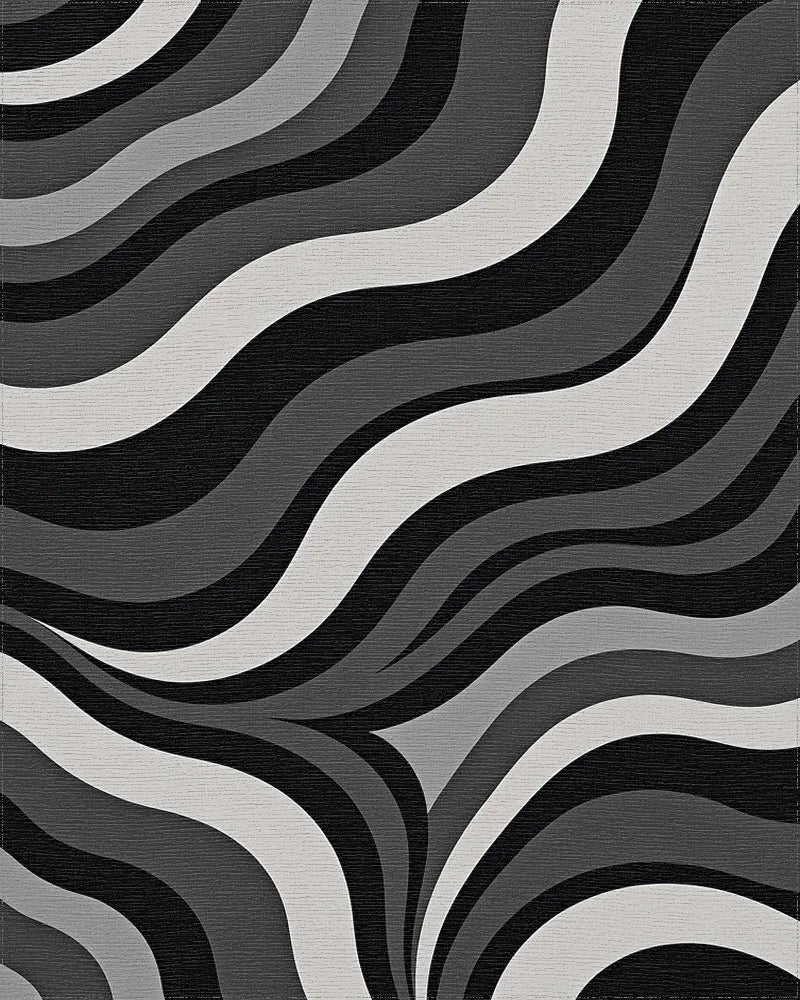 Monochromatic Gradated Wave Rug - Cutout View