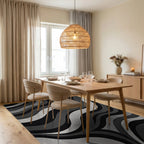 Monochromatic Gradated Wave Rug - Dining Room View