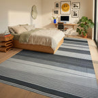 Monochromatic Gradient Stripe Weave Rug - Bedroom View