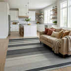 Monochromatic Gradient Stripe Weave Rug - Living Room View