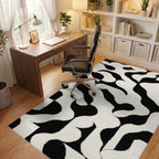 Monochrome Abstract Amorphous Shape Rug - Office View