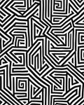 Monochrome Geometric Labyrinth Pattern Rug - Cutout View