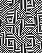 Monochrome Geometric Labyrinth Pattern Rug - Cutout View