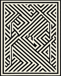 Monochrome Geometric Maze Lines Rug - Cutout View