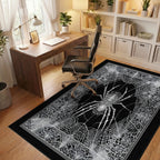 Monochrome Spiderweb Detailed Intricate Rug - Office View