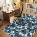 Mottled Blue Stone Mosaic Rug Office View