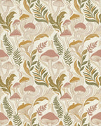 Mushroom Fern Swirl Earthy Tone Rug - Cutout View