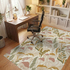 Mushroom Fern Swirl Earthy Tone Rug Office View