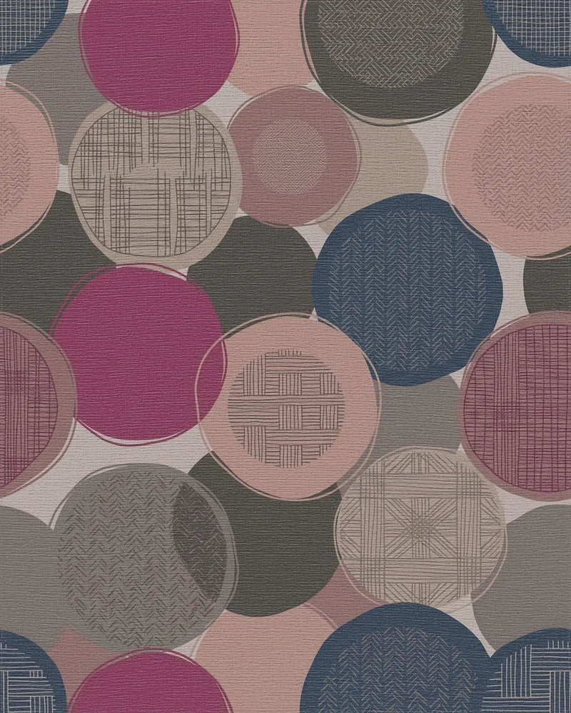 Muted Circles Textured Collage Rug - Cutout View