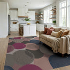 Muted Circles Textured Collage Rug Living Room View