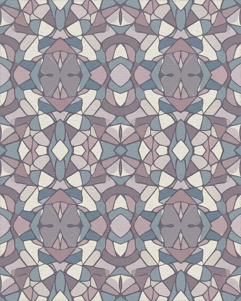 Muted Geometric Abstract Mosaic Rug - Cutout View