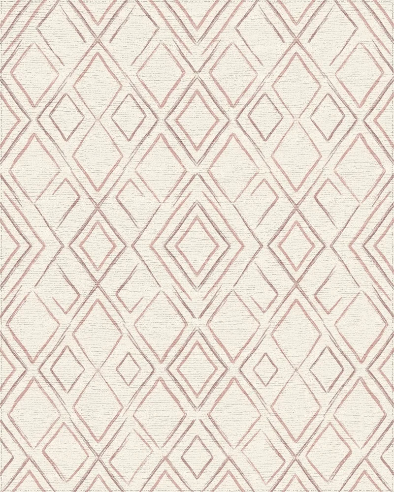 Muted Rose Diamond Geometric Harmony Rug - Cutout View