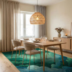 Mystic Emerald Cloudscape Night Scene Rug - Dining Room View